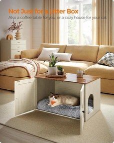 Feandrea macskaalom-bútor elrejtett kialakítással, 80 × 53 × 50 cm, barna és fehér színben