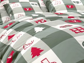 CHRISTMAS SOCKS  zöld pamut ágyneműhuzat Ágyneműhuzat mérete: 70 x 90 cm | 140 x 220 cm