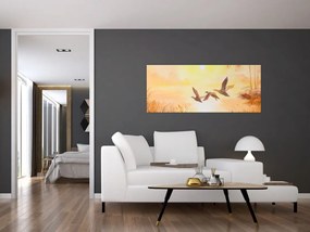 Kép - Daruk naplementekor (120x50 cm)
