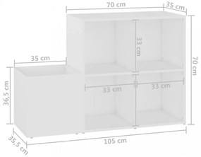 fehér szerelt fa előszobai cipősszekrény 105 x 35,5 x 70 cm