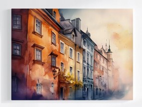 Canvas Vászonkép Akvarell Színes Bérházak Óváros 80x60