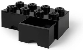 Négyszögeletes fekete tárolódoboz 2 fiókkal - LEGO®