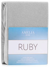 Világosszürke gumis frottír lepedő 140x200 cm Ruby – Restilo