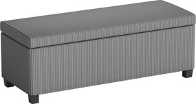 HOMCOM 84 l kordbársony tárolópuff fedéllel, szürke — 112 x 42 x 40 cm | Aosom