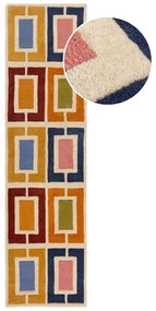 Kézi szövésű gyapjú futószőnyeg 60x230 cm Retro Blocks – Flair Rugs