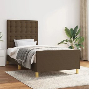 sötétbarna szövet ágykeret fejtámlával 80 x 200 cm