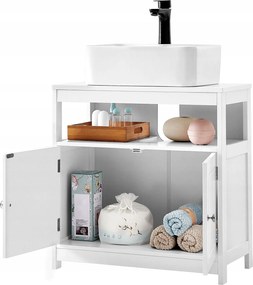 Fehér fürdőszoba szekrény mosdó alá 60x60x30cm fa 2 ajtós polc