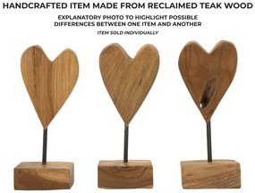 Szívszobor teak 10x10x25cm