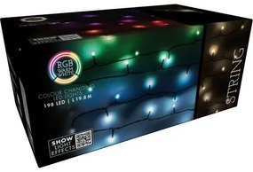 RGB karácsonyi LED-lánc távirányítóval 198 LED, színes, 19,8 m