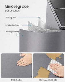 2 rekeszes pedálos recycling szemetes lágy záródással, szürke fém