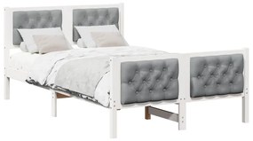 Ágykeret fejtámlával Világosszürke 120 x 200 cm Tömör fenyőfa