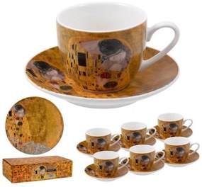 Klimt porcelán eszpresszó kávés csésze aljjal készlet - 100 ml - 6 személyes