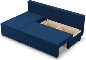 Nobu sarokkanapé, bársony, univerzális oldal, kék