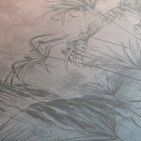 Kép - Trópusi növények a falon (120x50 cm)
