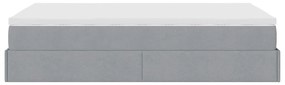 Ottomán ágykeret matraccal világosszürke 120x190 cm szövet