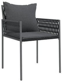 6 db fekete polyrattan kerti szék párnával 54x61x83 cm
