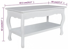 2 szintes fehér MDF dohányzóasztal