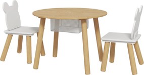 AIYAPLAY 3 darabos gyerek asztal és szék szett - Gyerekasztal 2 székkel, tárolóhellyel 3-6 éveseknek - Játékterembe, hálószobába vagy bölcsődébe | Aos