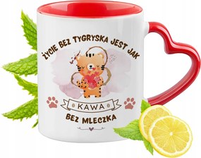 Tigris Bögre Piros Szív Alakú Füllel Ajándék