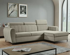 Kinyitható ülőgarnitúra, bézs, jobbos, KORIO