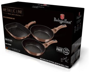 Indukciós 3 részes serpenyő készlet Metallic Line Rose Gold Edition Berlinger Haus