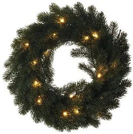 LED karácsonyi koszorú, 40 cm, 2x AA, beltéri, meleg fehér, időzítő