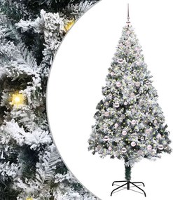 vidaXL Mű karácsonyfa 300 LED-del Fehér 240 cm PVC és Acél és Műanyag