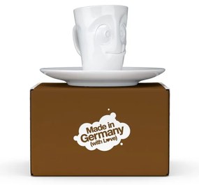 Fehér 'huncut' porcelán csésze és alátét, 80 ml - 58products