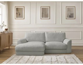 Világosszürke buklé sarokkanapé (bal oldali-heverő résszel) Leonore – Bobochic Paris