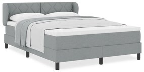 Boxspring Ágy Textil Mattal Világosszürke 140x190 cm