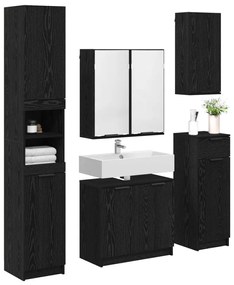 vidaXL Fürdőszoba bútor szett fiókkal 5 pcs Fekete tölgy Faanyag