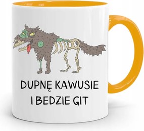 Sárga Állatorvos Bögre Kávé És Lesz Git nyomott mintával