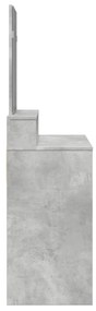 betonszürke fésülködőasztal tükörrel 80 x 41 x 144,5 cm