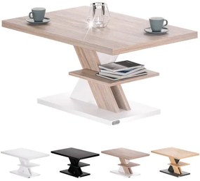 Casaria® Detroit dohányzóasztal 90x60x45cm - fehér/tölgy