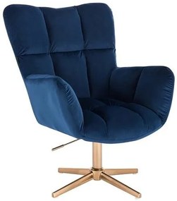 HR650CROSS Tengerkék modern velúr szék arany lábbal