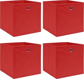 vidaXL 4 db piros szövet tárolódoboz 32 x 32 x 32 cm