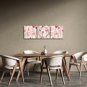 Kép - rózsaszín tulipán (órával) (90x30 cm)