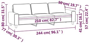3 személyes bézs mikroszálas szövetkanapé 210 cm