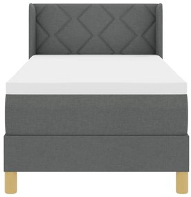 Boxspring ágy matraccal - Sötétszürke, 80 x 200 cm, Szövet