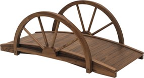 Outsunny Fa Kerti Híd Kerekes D tervvel, Tó Híd 150 kg Teherbírással, Dekoratív Híd, Kert, Park, Udvar 100 x 50 x 37 cm Sötét szürke | Aosom
