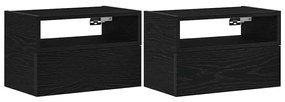 2 db fekete falra szerelhető éjjeliszekrény 45 x 26 x 28,5 cm