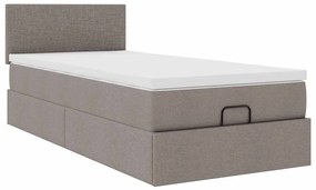 tópszínű szövet ottomán ágy matraccal &amp; LED-ek 90x200 cm