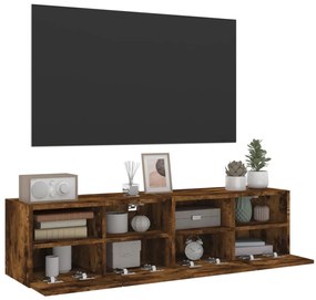2 db füstös tölgy színű szerelt fa TV-szekrény 60 x 30 x 30 cm