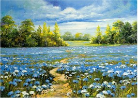 Kép - ösvény a mezőn, olajfestmény (üvegen) (70x50 cm)