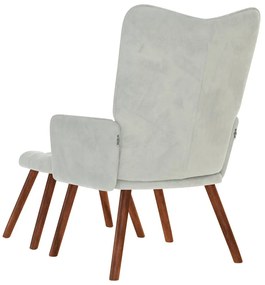 világosszürke bársony pihenőfotel zsámolynal