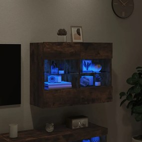 füstös tölgy színű fali TV-szekrény LED-ekkel 78,5x30x60,5 cm