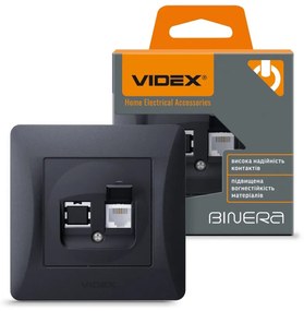 Videx Binera CAT3 fekete színű fali telefoncsatlakozó aljzat