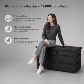 Nagy fekete kerti és erkélyláda: CARRIE 1190 x 520 x 587 mm