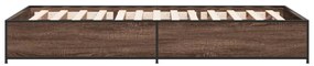 barna tölgyszínű szerelt fa és fém ágykeret 100 x 200 cm