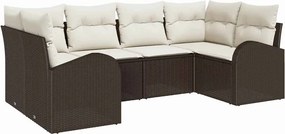 vidaXL Kerti Kanapé Szett párnával 6 pcs Barna Poly Rattan